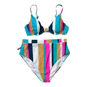 Raisins Belle MAR Stripe Underwire Bikini Top and High-Rise Bikini Bottoms